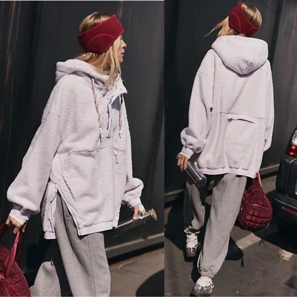 NWT Free People Movement Fuzzy Was She Fleece Pullover size S in Rose Quartz - Picture 2 of 8